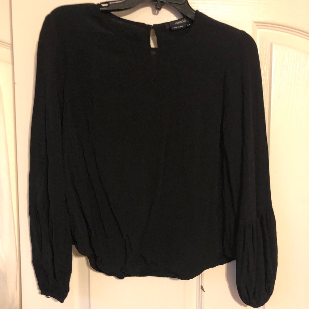 Vertigo black blouse with flare sleeves